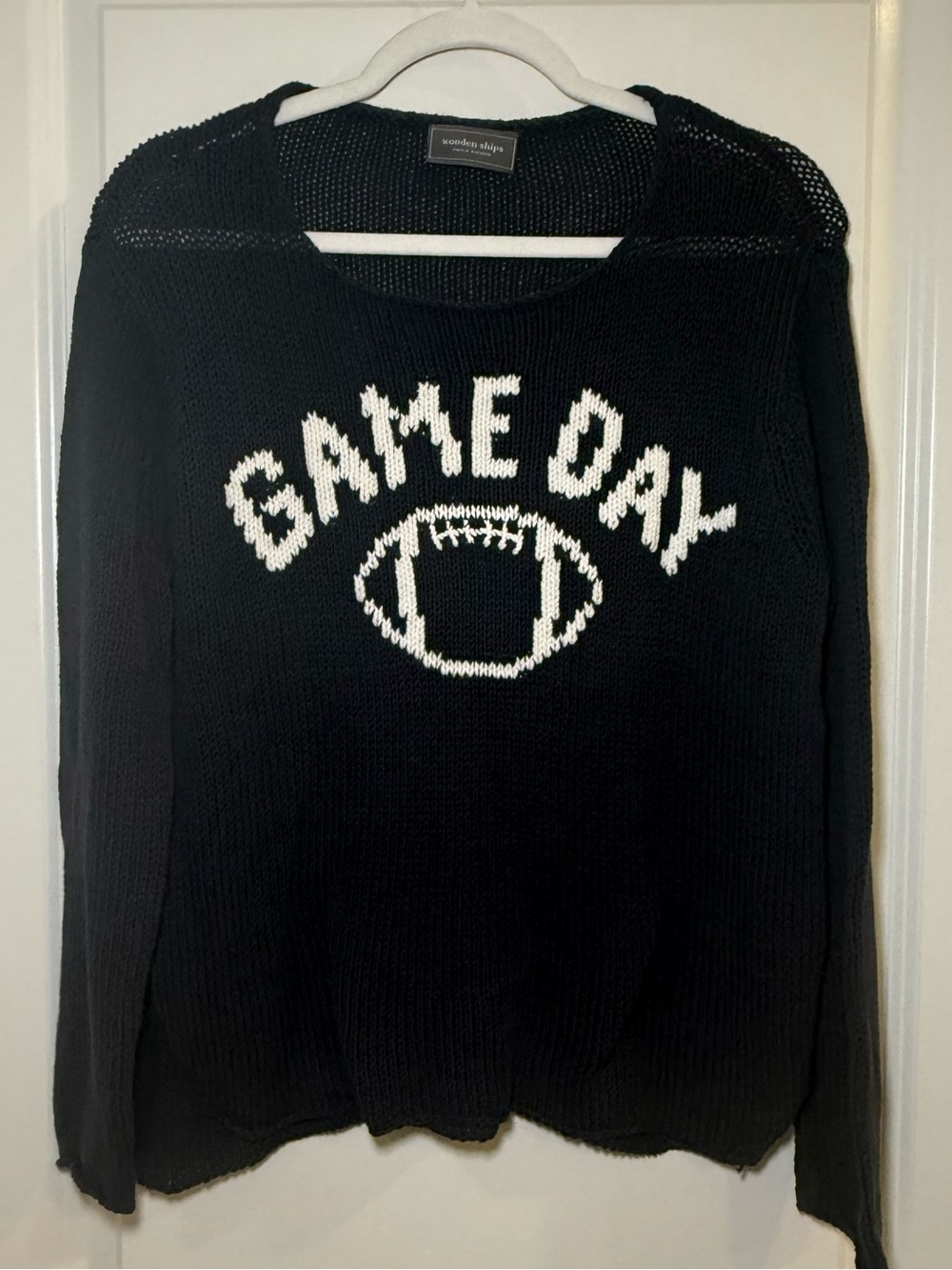 Wooden Ships Navy Knit Football 'GAME DAY' Pullover Sweater